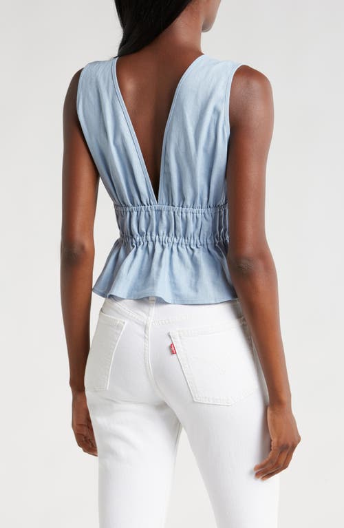 Shop Wayf Nadine Deep V-neck Sleeveless Top In Dusty Blue