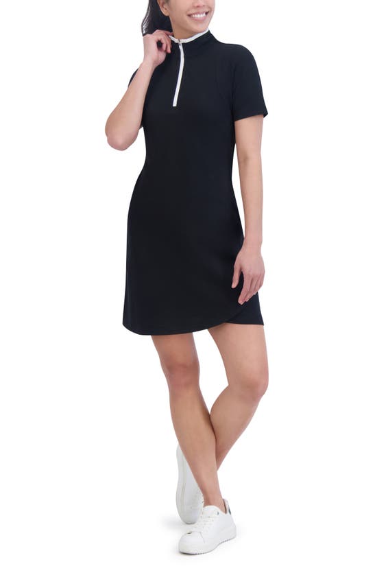 Shop Sage Collective Sage Collective Limitless Half Zip Polo Dress In Black