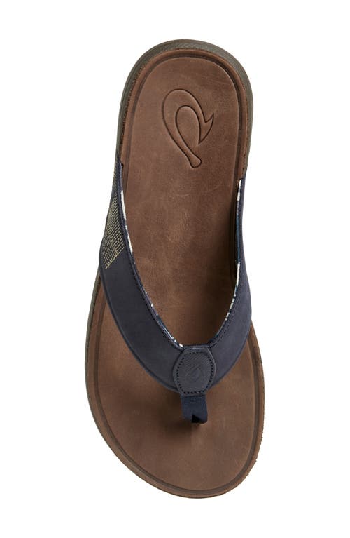 Shop Olukai Tuahine Waterproof Flip Flop In Trench Blue/dk Wood