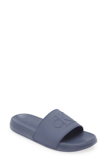 Shop Calvin Klein Wiston Slide Sandal In Blue Grey/blue Grey