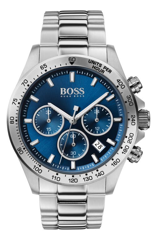 Hugo Boss Boss Hero Chronograph Bracelet Watch, 43mm In Silver/blue/silver