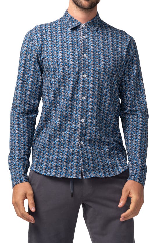 Good Man Brand Flex Pro Lite On-point Button-up Shirt In Blue Sketch Geo