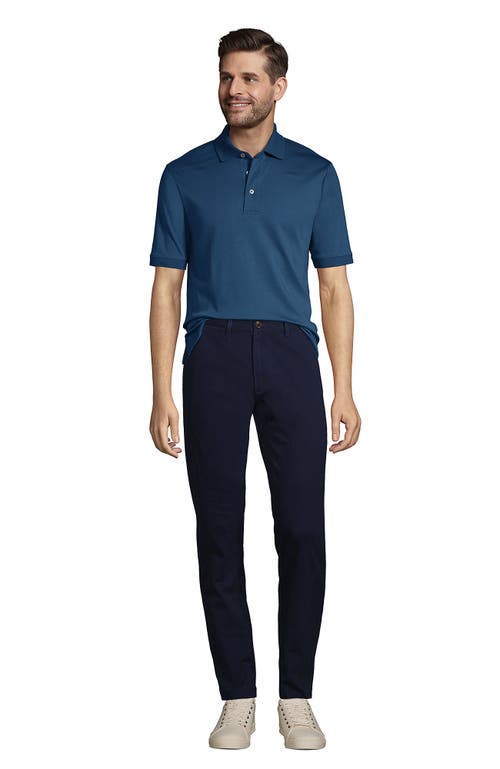 Shop Lands' End Short Sleeve Cotton Supima Polo Shirt In Evening Blue