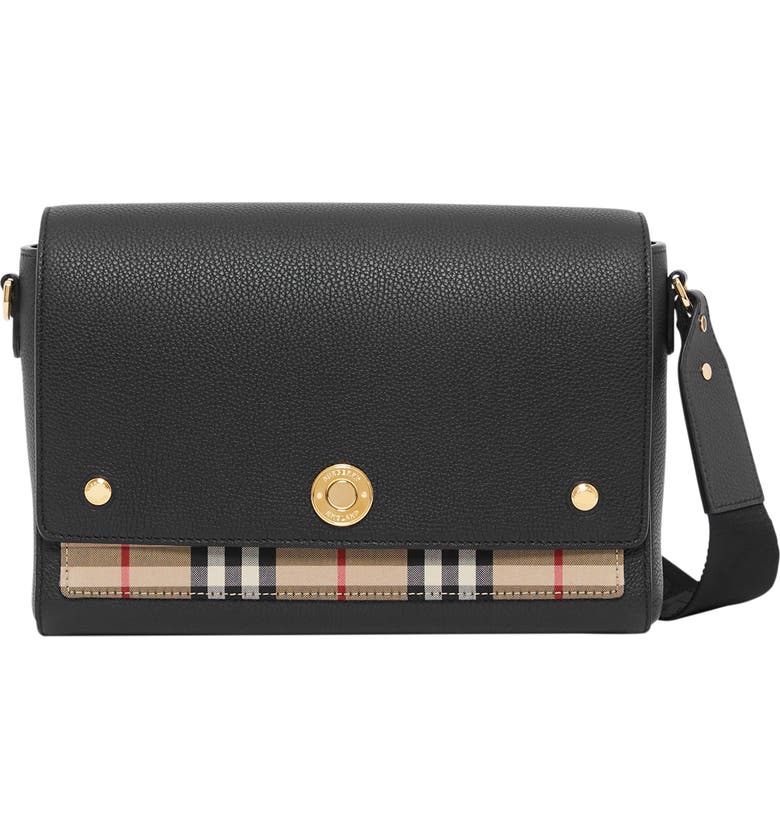 Burberry Note Leather & Vintage Check Crossbody Bag | Nordstrom
