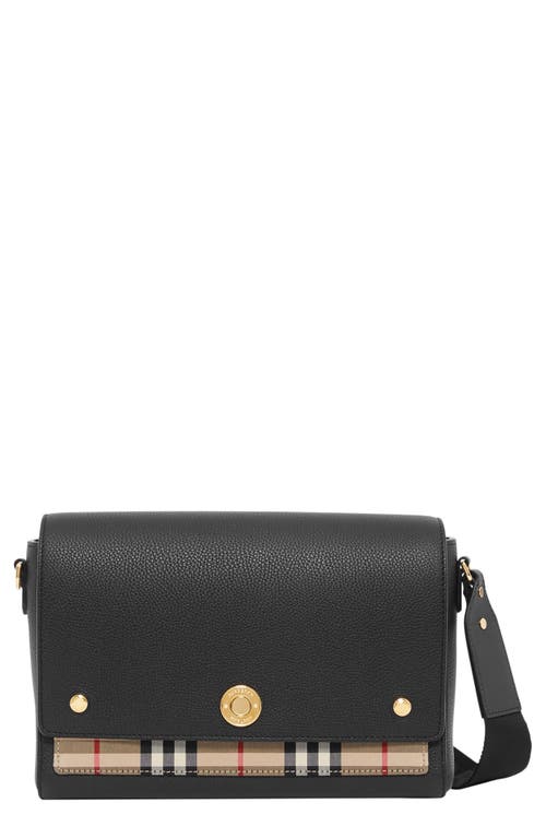 burberry Note Leather & Vintage Check Crossbody Bag in Black