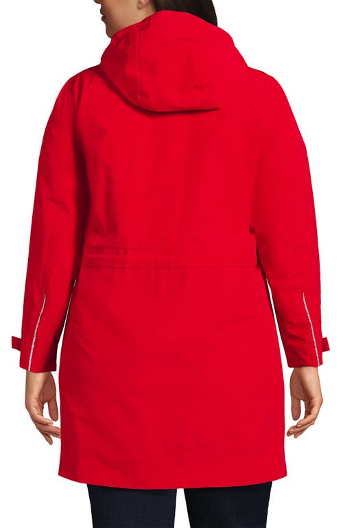 Lands' End Plus Size Squall Hooded Waterproof Raincoat In Bright Cherry