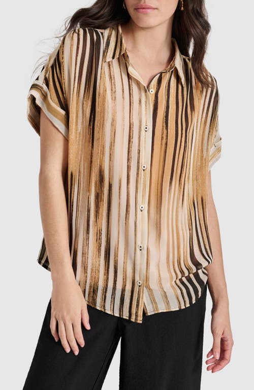 DKNY Print Chiffon Short Sleeve Button-Up Shirt at Nordstrom,