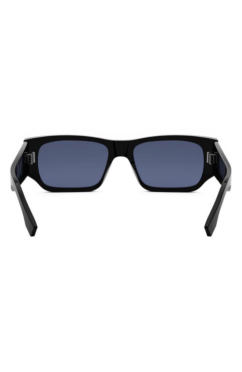 Shop Fendi Ff Squared 54mm Rectangular Sunglasses In Shiny Black/blue