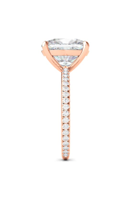 Hautecarat Cushion & Pavé Lab Created Diamond 18k Gold Ring In 18k Rose Gold