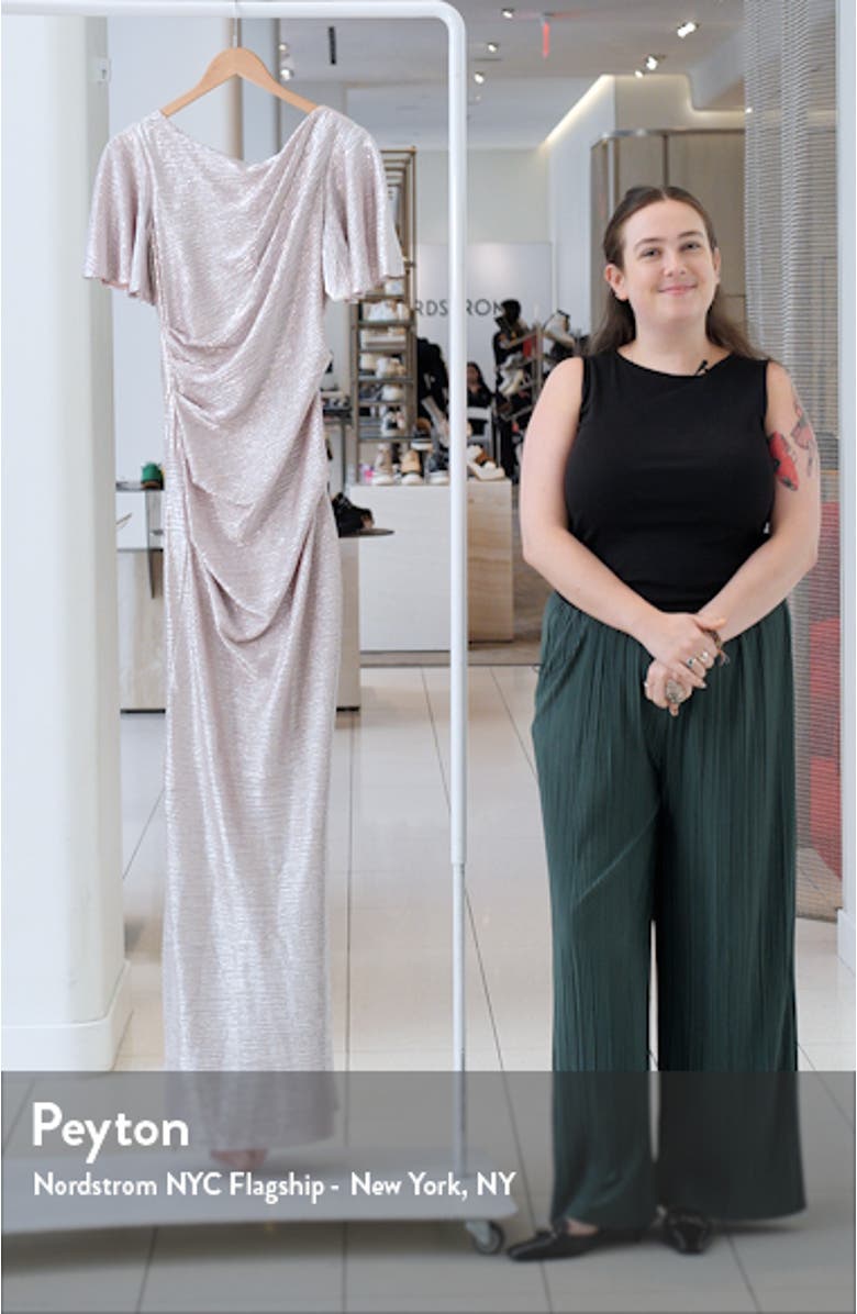 Quicksilver Flutter Sleeve Trumpet Gown, sales video thumbnail