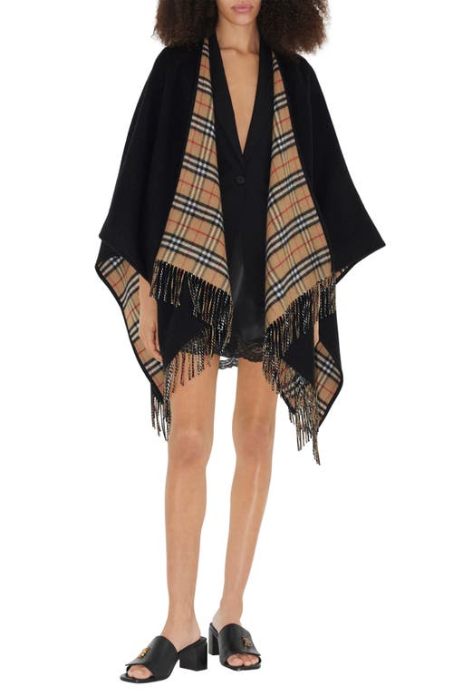 burberry Check Reversible Wool Cape in Black