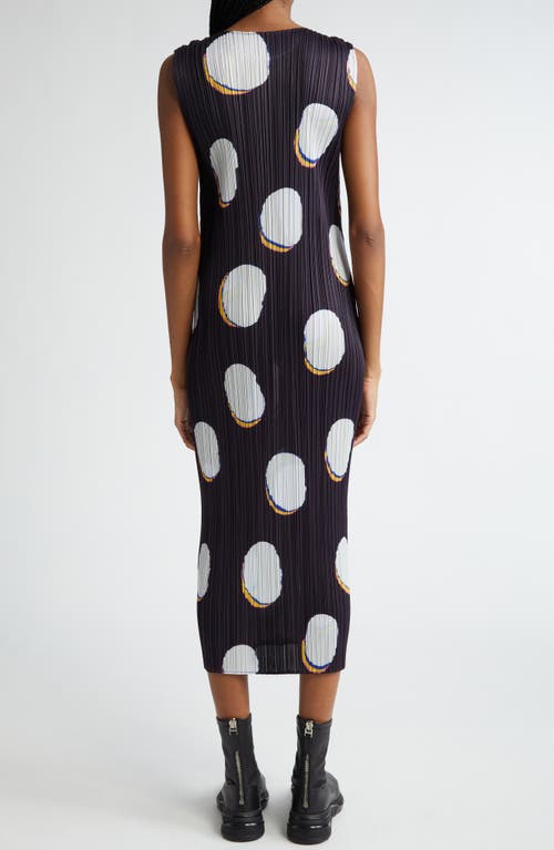 Shop Issey Miyake Pleats Please  Bean Dots Pleated Midi Dress In Black/white Multi