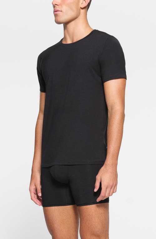 Shop Skims 3-pack Slim Fit Stretch Modal T-shirts In Obsidian