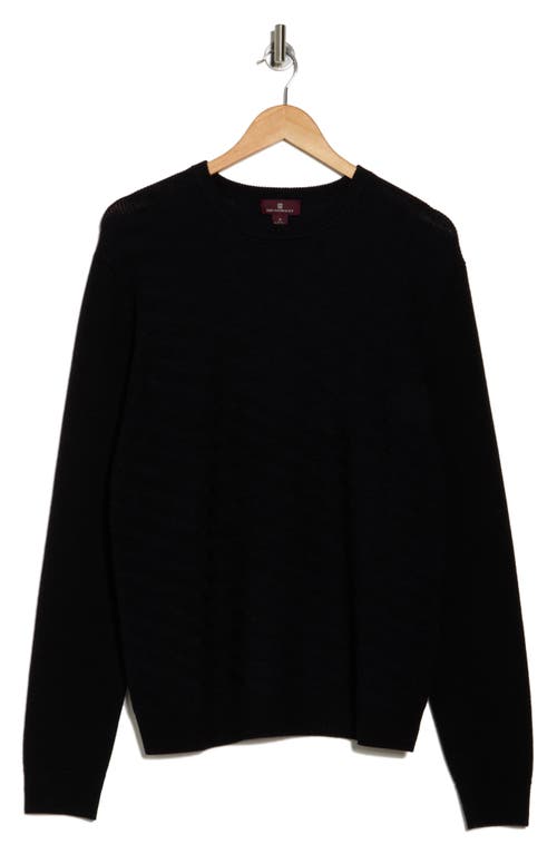Bruno Magli Merino Wool Diagonal Textured Plaited Sweater In Black
