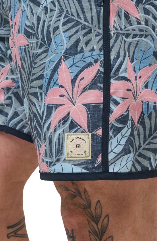 Shop Travismathew Summer Glow Swim Trunks In Heather Total Eclips