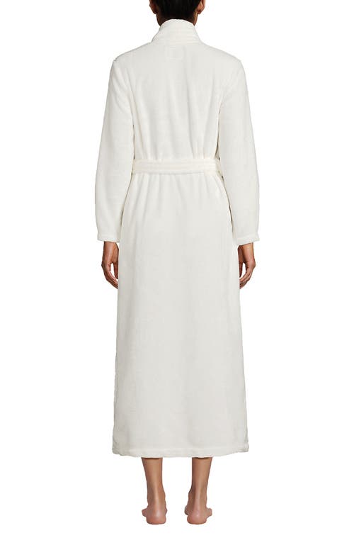 Lands' End Cozy Plush Long Wrap Robe In Ivory