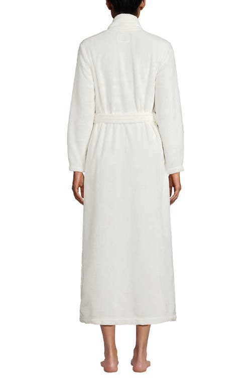 Shop Lands' End Cozy Plush Long Wrap Robe In Ivory