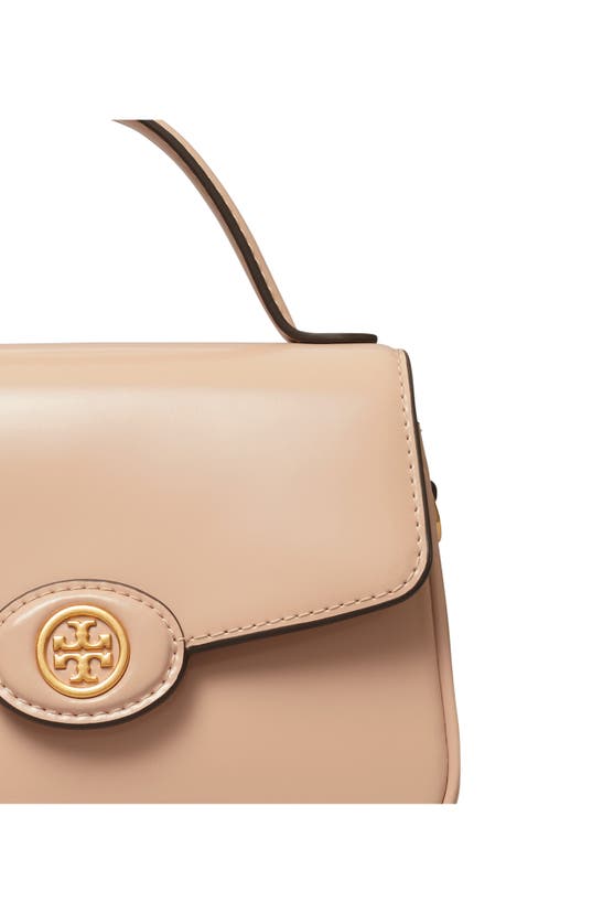 Shop Tory Burch Small Robinson Leather Top Handle Bag In Blush