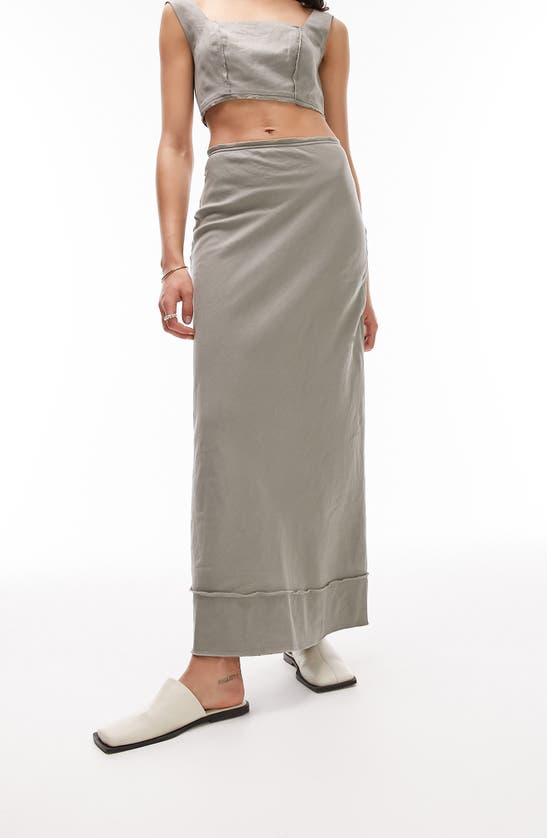 Shop Topshop Cotton & Linen Maxi Skirt In Khaki