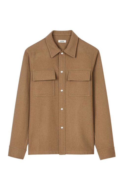 Shop Sandro Wool Overshirt In Camel