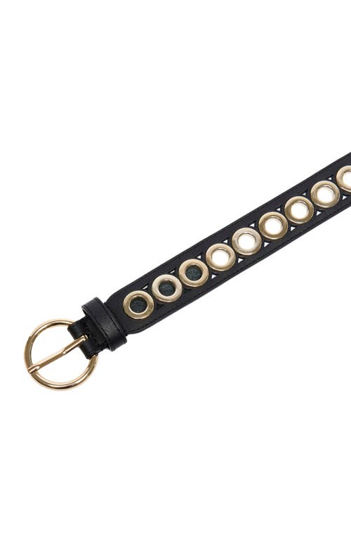 Sandro Belt With Round Buckle And Eyelets In Black