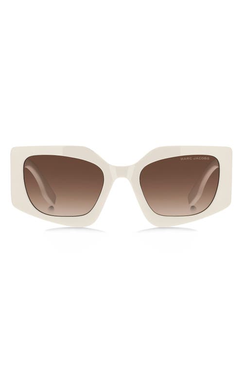 Marc Jacobs 53mm Gradient Rectangular Sunglasses In Ivory/brown Sf