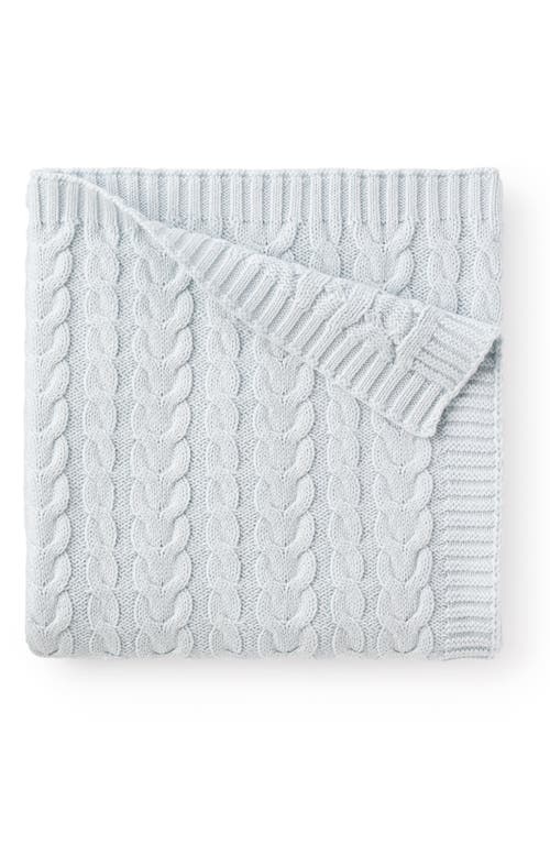 Elegant Baby Horseshoe Cable Knit Cotton Blanket In Pale Blue