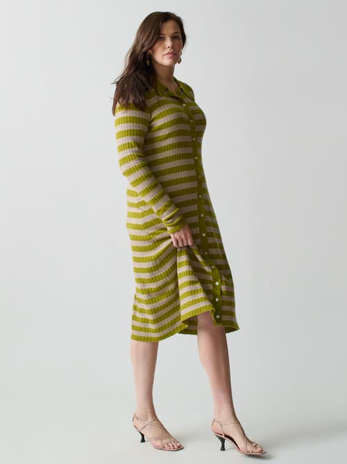 LINGUA FRANCA LINGUA FRANCA MORRISSEY TEXTURED STRIPE BUTTON-THRU DRESS 