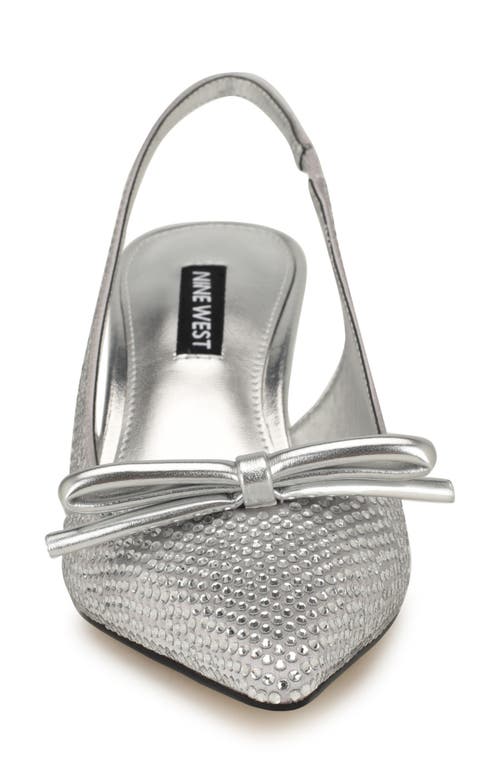 Shop Nine West Wunder Slingback Pointed Toe Kitten Heel Pump In Silver