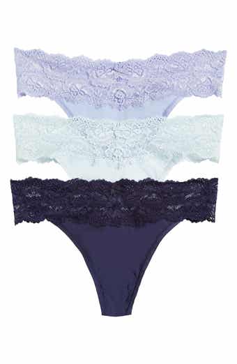 Jessica Simpson Women's Underwear - 3 Pack Microfiber Lace Thong