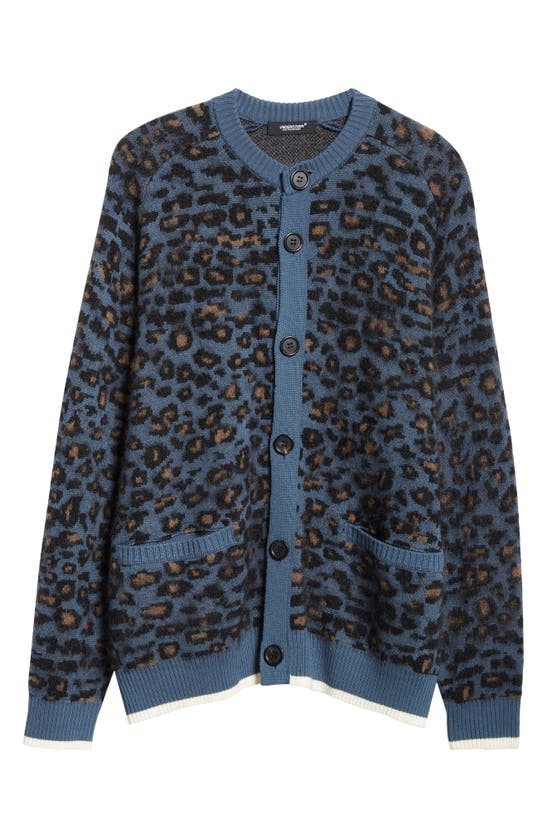 Shop Undercover Leopard Jacquard Cardigan In Bluebase