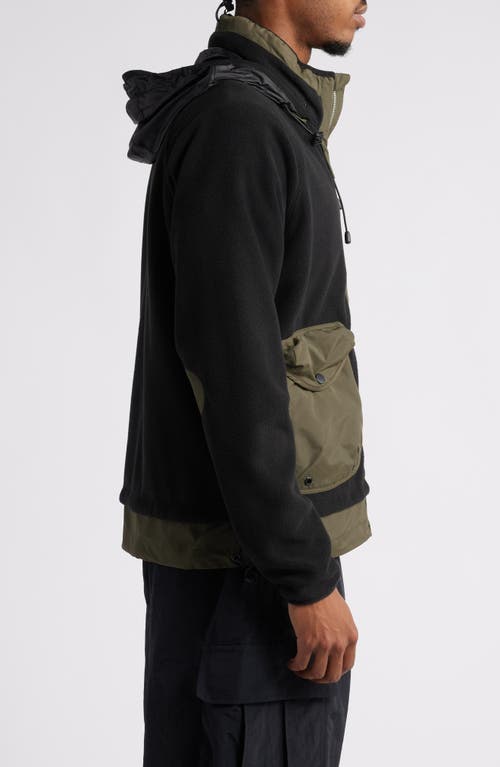 Shop Afield Out Crest Fleece Hooded Utility Jacket In Black