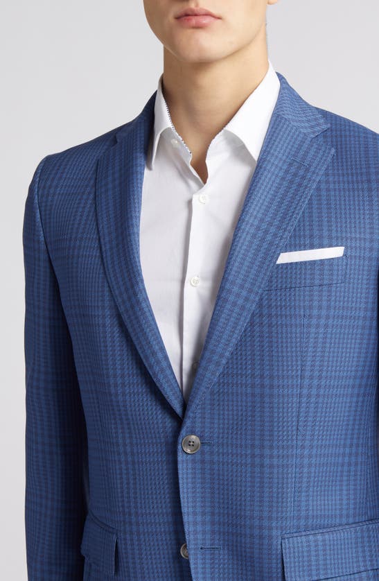 Shop Hugo Boss Hutson Plaid Wool Sport Coat In Medium Blue