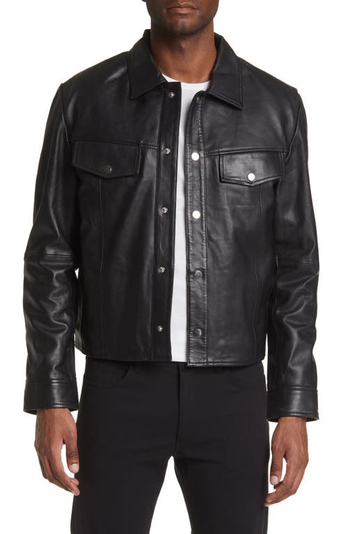 Deadwood Frankie Recycled Leather Shirt Jacket in Black