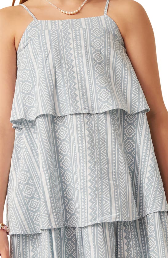 Shop Hayden Girls Kids' Geometric Tier Cotton Tank Dress In Blue