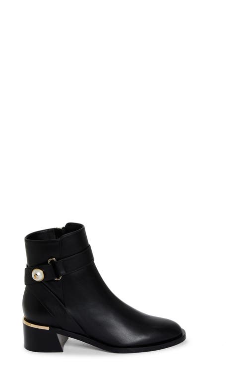Jimmy Choo Noor Leather Pearly-button Ankle Booties In Black