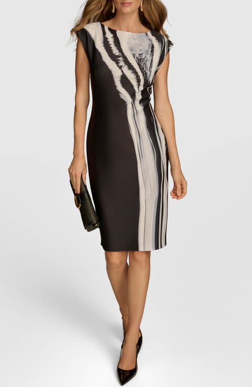 Shop Donna Karan New York Cap Sleeve Sheath Dress In Black Multi