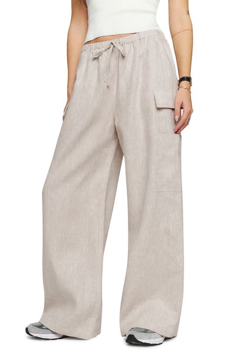 Lianlive Women's Linen Pants White Cotton Pull On Drawstring Summer Beach  Pants, Black, S : : Fashion
