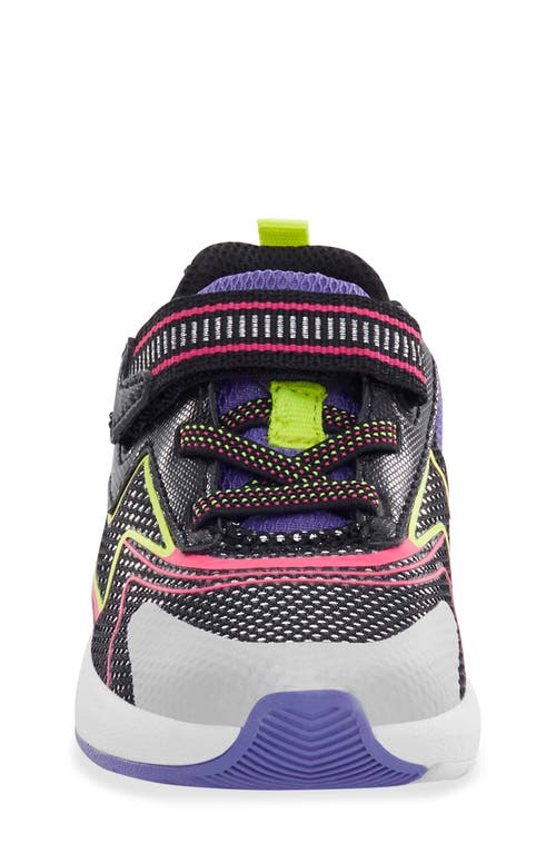 Stride Rite Kids' Lighted Cosmic 2.0 Sneaker In Black/neon