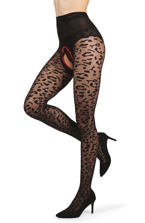 Wild Red and Black Leopard Print Fur Pattern Leggings
