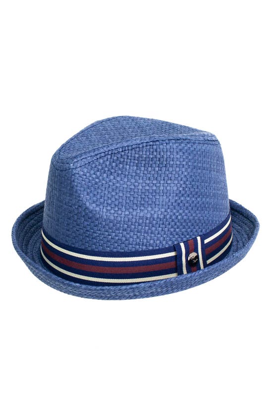 Peter Grimm Deppo Straw Fedora In Navy