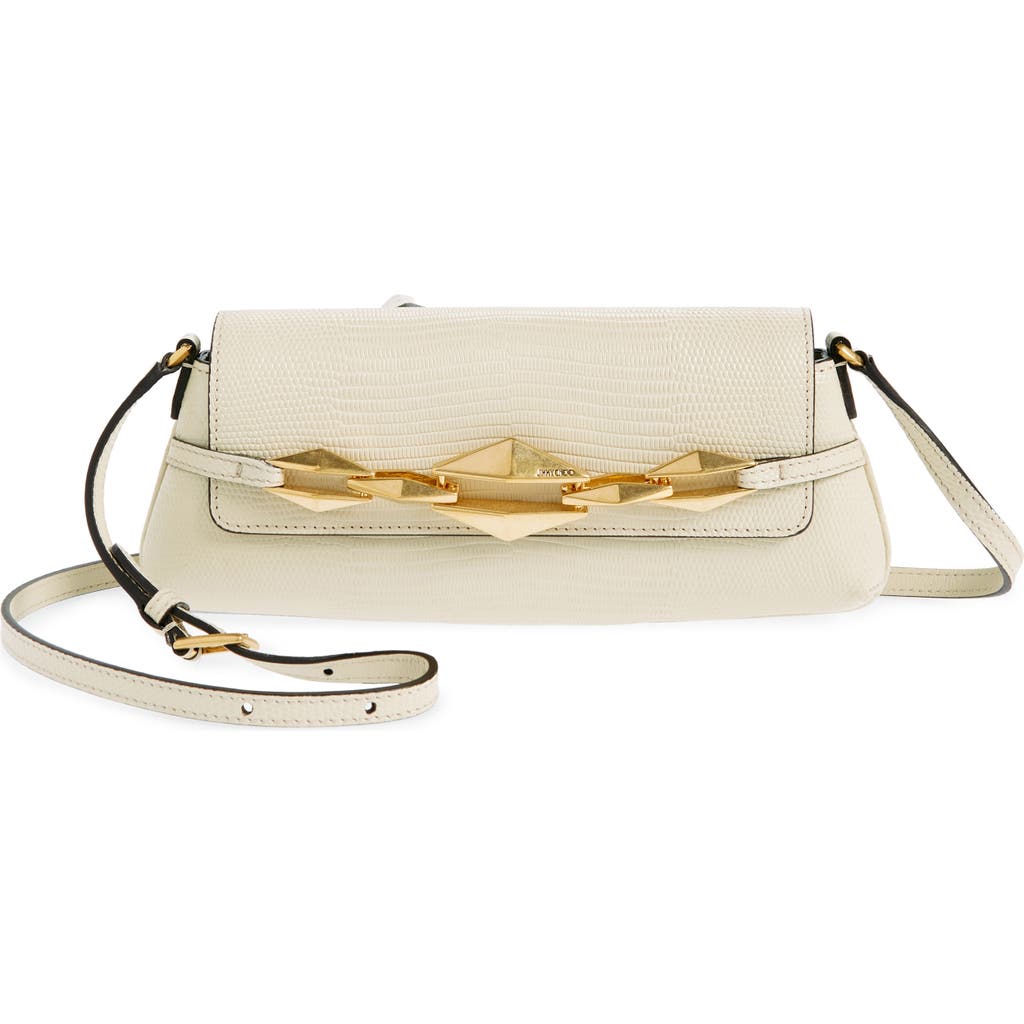 Shop Jimmy Choo Small Diamond East/west Shoulder Bag In Bamboo