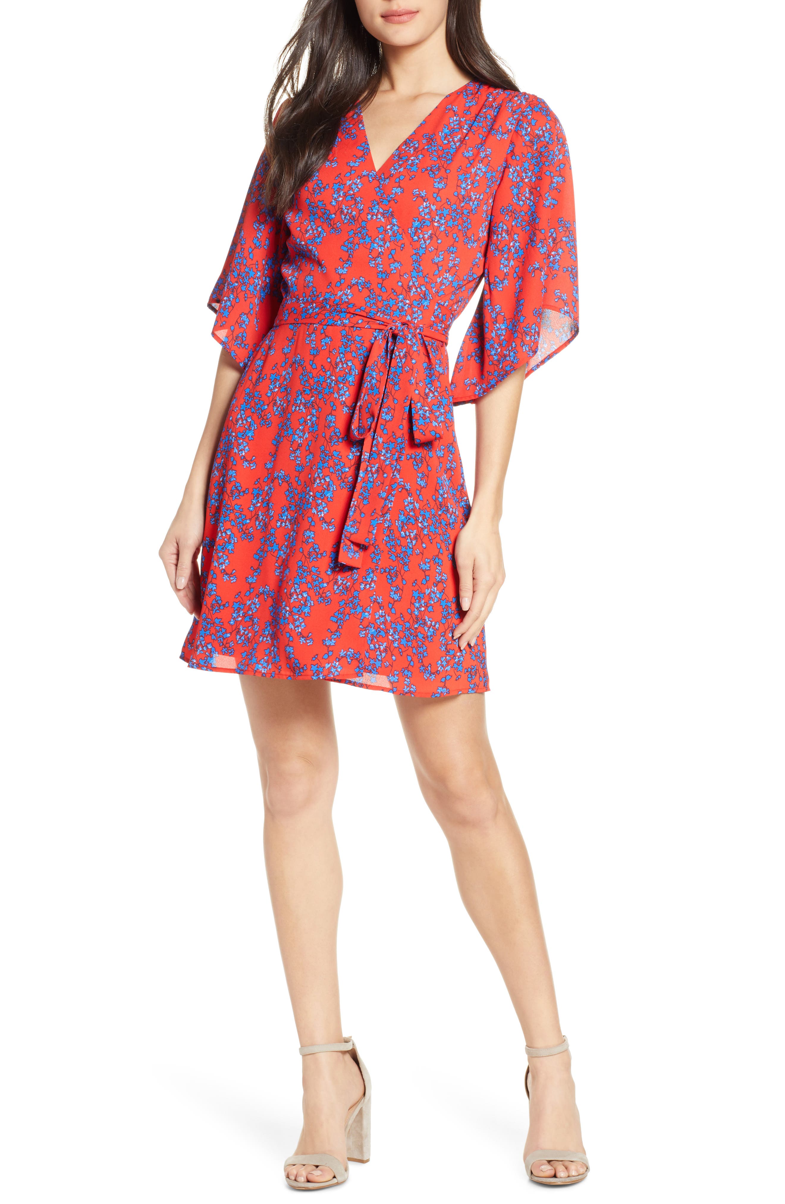 charles henry floral wrap dress