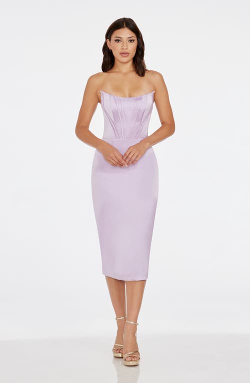 Shop Dress The Population Cosette Strapless Satin Corset Cocktail Dress In Lilac