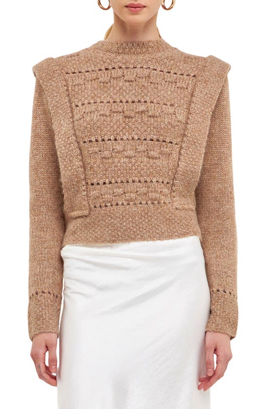 Shop Endless Rose Chunky Knit Sweater In Taupe