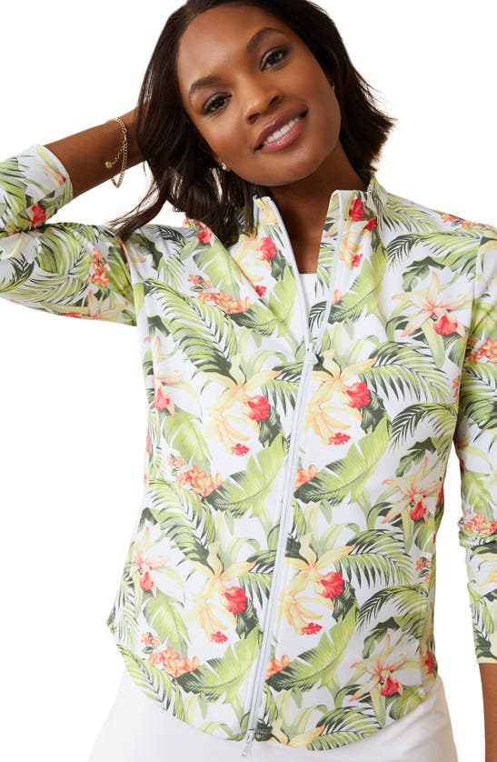 Shop Tommy Bahama Aubrey Islandzone® Floral Zip Jacket In White