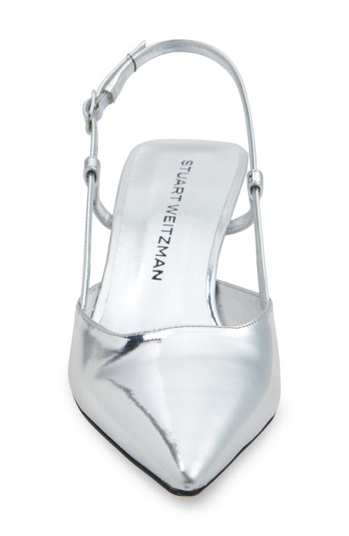 Stuart Weitzman Women's Vinnie 50 Slingback Kitten Heels In Silver