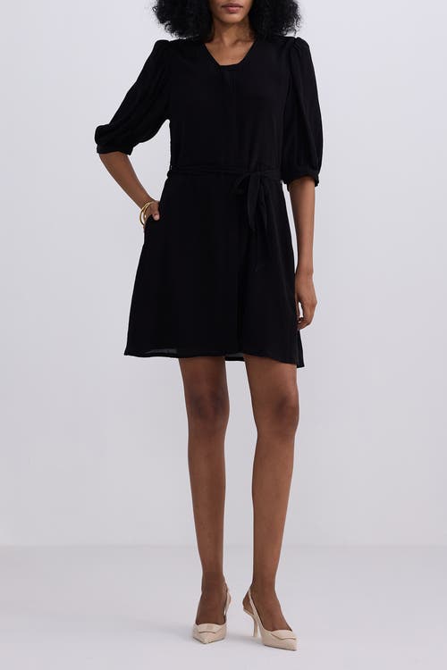 Shop Reistor Short Black Dress With A Waist-tie