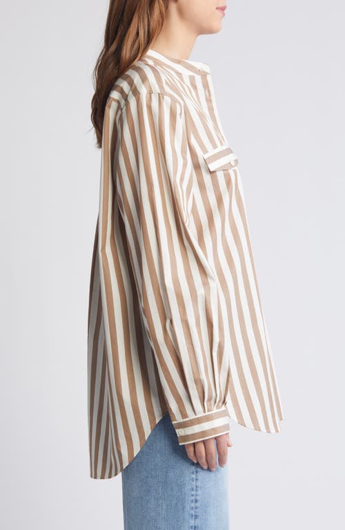 Frame Cotton Striped Shirt In Mocha Multi