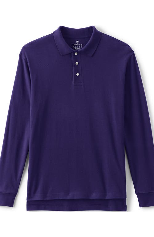 Lands' End School Uniform Long Sleeve Interlock Polo Shirt In Deep Purple